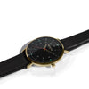 hurtig lane vegan leather watch gold, black & black vegane uhren