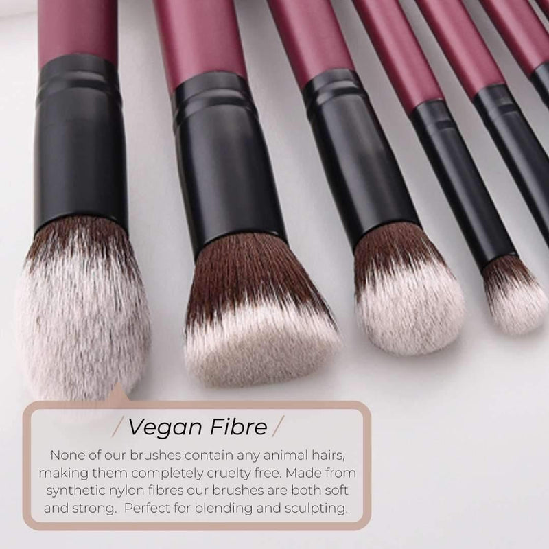Vegan Makeup Brush Set Wood Purple